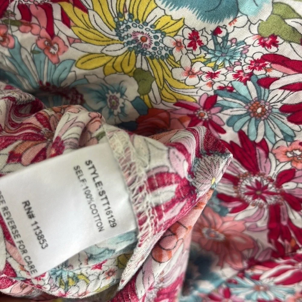 Sugar+L!ps Flirty  Flower Power‎ Balloon Sleeve Peplum Top Size XS